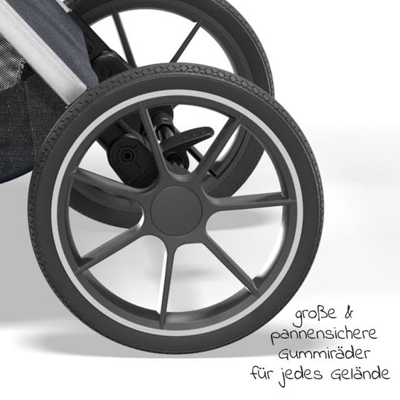 Moon 2in1 Combi Stroller Rocca Basic with Sport Seat, Carrycot - up to 22 kg - Navy