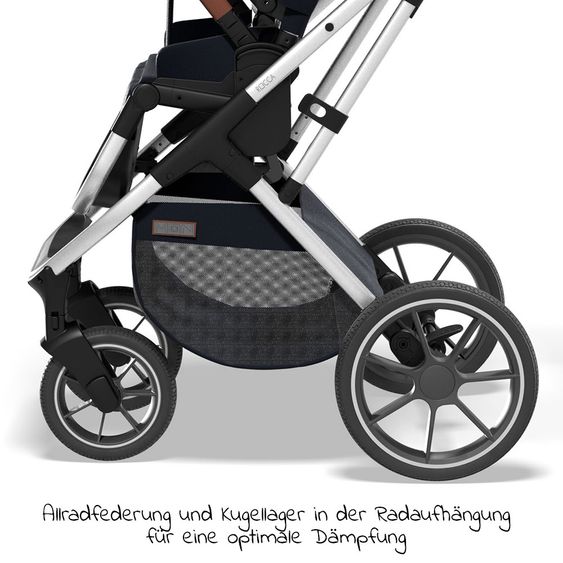 Moon 2in1 Combi Stroller Rocca Basic with Sport Seat, Carrycot - up to 22 kg - Navy
