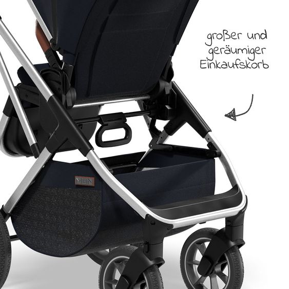 Moon 2in1 Combi Stroller Rocca Basic with Sport Seat, Carrycot - up to 22 kg - Navy