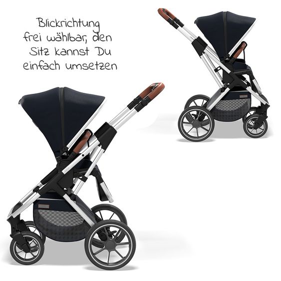 Moon 2in1 Combi Stroller Rocca Basic with Sport Seat, Carrycot - up to 22 kg - Navy