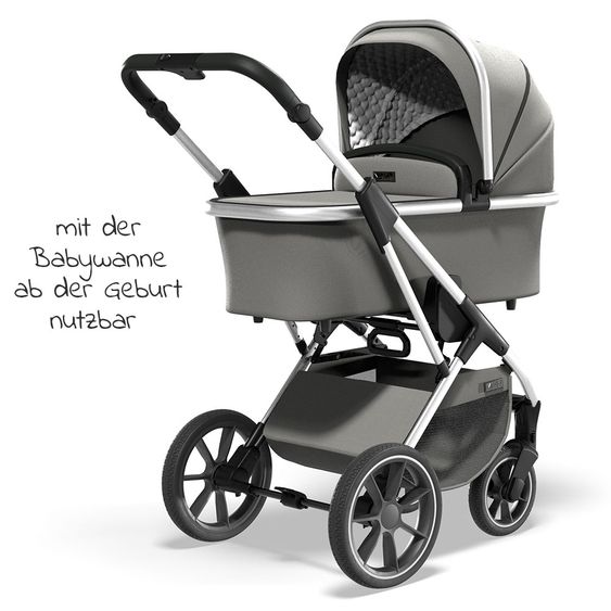 Moon Passeggino combinato 2in1 Rocca Basic con sedile sportivo, navicella - fino a 22 kg - Shadow