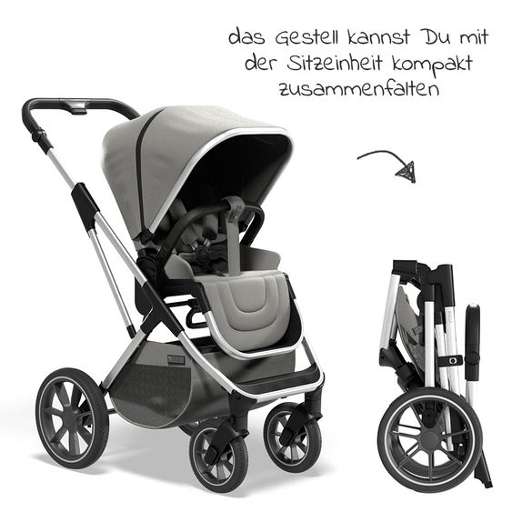 Moon Passeggino combinato 2in1 Rocca Basic con sedile sportivo, navicella - fino a 22 kg - Shadow