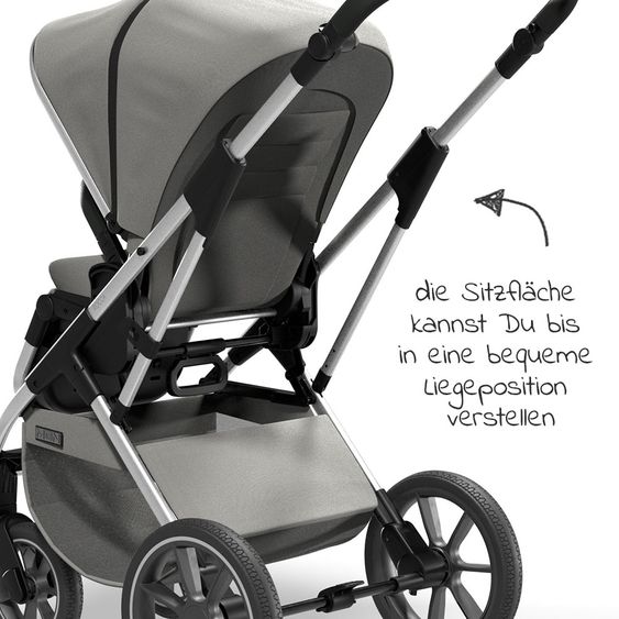 Moon Passeggino combinato 2in1 Rocca Basic con sedile sportivo, navicella - fino a 22 kg - Shadow
