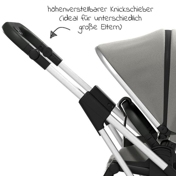 Moon Passeggino combinato 2in1 Rocca Basic con sedile sportivo, navicella - fino a 22 kg - Shadow