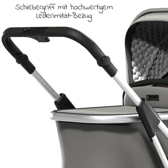 Moon Passeggino combinato 2in1 Rocca Basic con sedile sportivo, navicella - fino a 22 kg - Shadow