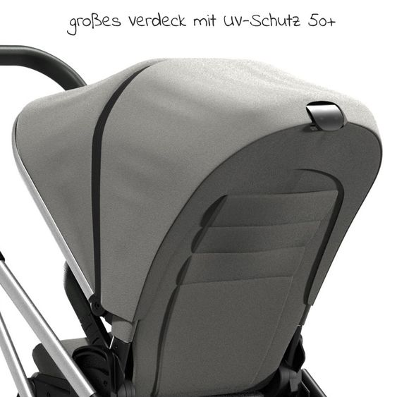 Moon Passeggino combinato 2in1 Rocca Basic con sedile sportivo, navicella - fino a 22 kg - Shadow