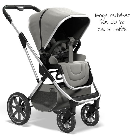 Moon Passeggino combinato 2in1 Rocca Basic con sedile sportivo, navicella - fino a 22 kg - Shadow