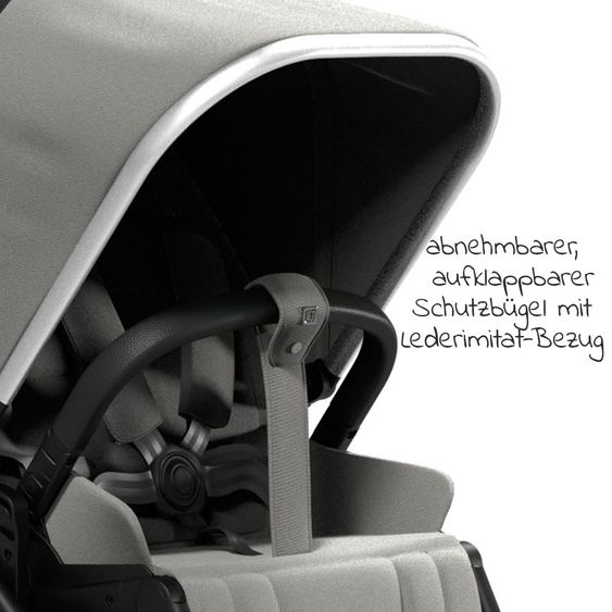 Moon Passeggino combinato 2in1 Rocca Basic con sedile sportivo, navicella - fino a 22 kg - Shadow