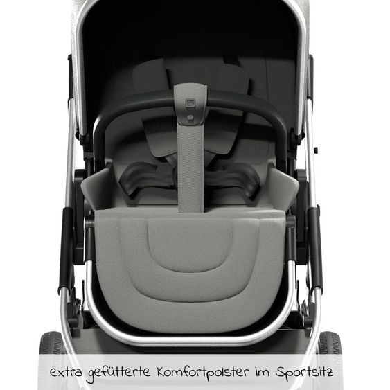 Moon Passeggino combinato 2in1 Rocca Basic con sedile sportivo, navicella - fino a 22 kg - Shadow