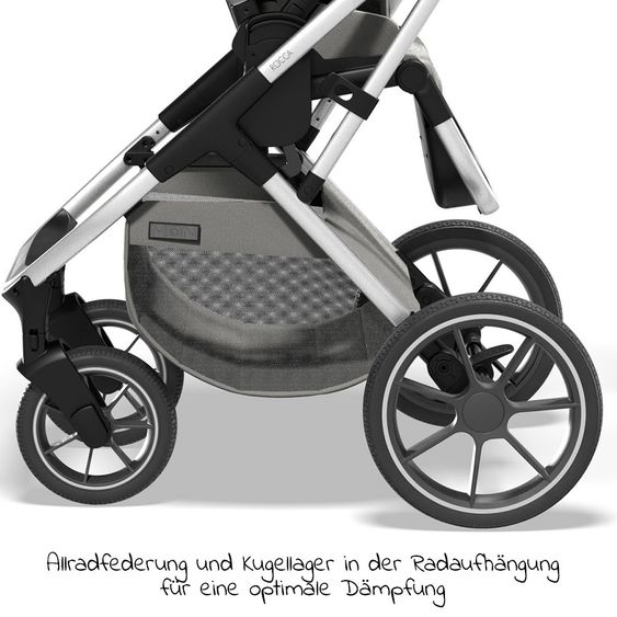 Moon Passeggino combinato 2in1 Rocca Basic con sedile sportivo, navicella - fino a 22 kg - Shadow