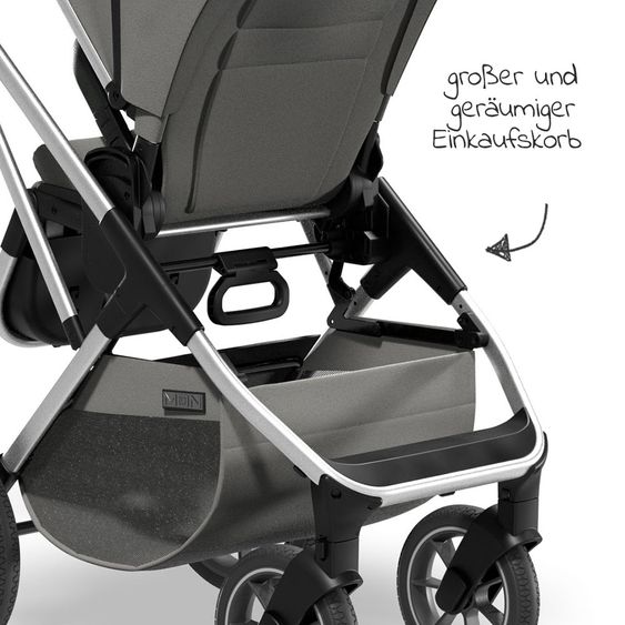 Moon Passeggino combinato 2in1 Rocca Basic con sedile sportivo, navicella - fino a 22 kg - Shadow