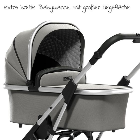 Moon Passeggino combinato 2in1 Rocca Basic con sedile sportivo, navicella - fino a 22 kg - Shadow