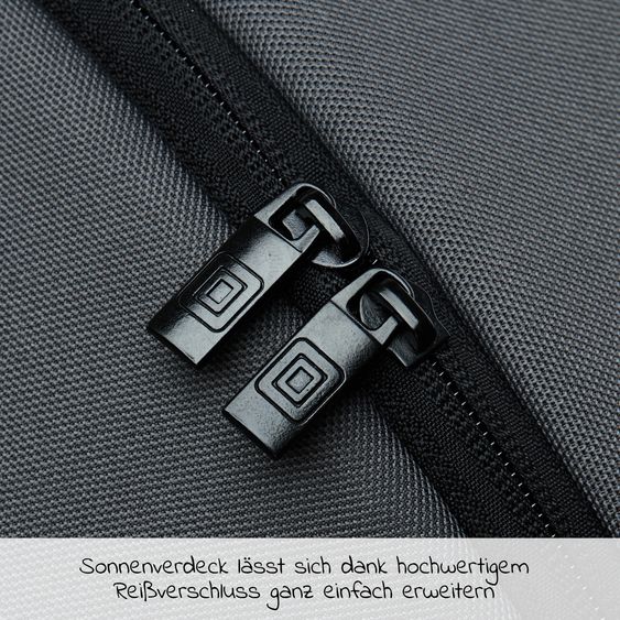 Moon 2in1 Kombi-Kinderwagen Rocca Edition + mit Lufträder, Babywanne, Sportsitz, Teleskopschieber & Matratze - bis 22 kg - Anthrazit Black Chrome