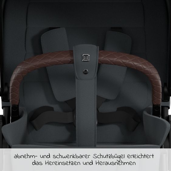Moon 2in1 Kombi-Kinderwagen Rocca Edition + mit Lufträder, Babywanne, Sportsitz, Teleskopschieber & Matratze - bis 22 kg - Anthrazit Black Chrome