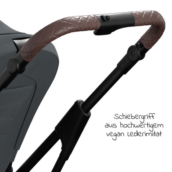 Moon 2in1 Kombi-Kinderwagen Rocca Edition + mit Lufträder, Babywanne, Sportsitz, Teleskopschieber & Matratze - bis 22 kg - Anthrazit Black Chrome
