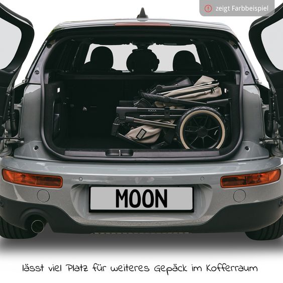 Moon 2in1 Kombi-Kinderwagen Rocca Edition + mit Lufträder, Babywanne, Sportsitz, Teleskopschieber & Matratze - bis 22 kg - Anthrazit Black Chrome