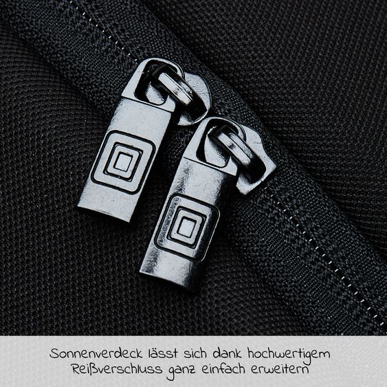 Moon 2in1 Kombi-Kinderwagen Rocca Edition + mit Lufträder, Babywanne, Sportsitz, Teleskopschieber & Matratze - bis 22 kg - Black Black Chrome