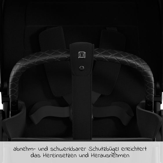 Moon 2in1 Kombi-Kinderwagen Rocca Edition + mit Lufträder, Babywanne, Sportsitz, Teleskopschieber & Matratze - bis 22 kg - Black Black Chrome