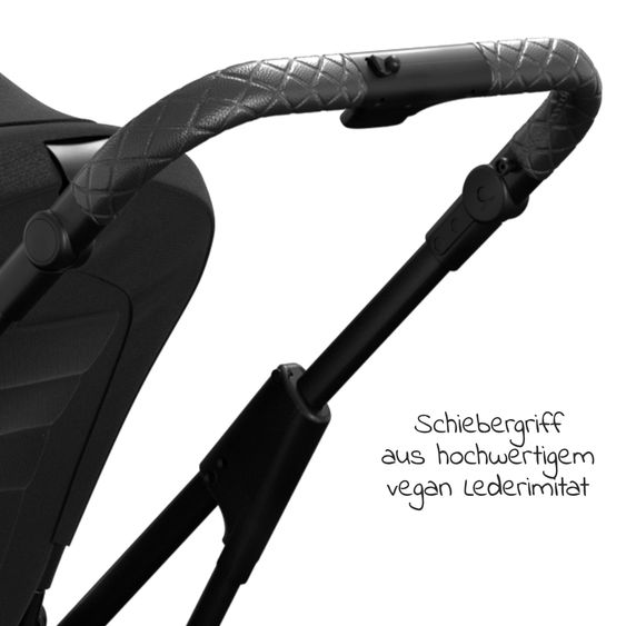 Moon 2in1 Kombi-Kinderwagen Rocca Edition + mit Lufträder, Babywanne, Sportsitz, Teleskopschieber & Matratze - bis 22 kg - Black Black Chrome