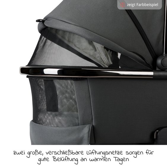 Moon 2in1 Kombi-Kinderwagen Rocca Edition + mit Lufträder, Babywanne, Sportsitz, Teleskopschieber & Matratze - bis 22 kg - Moss Grenn Black Chrome