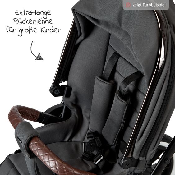 Moon 2in1 Kombi-Kinderwagen Rocca Edition + mit Lufträder, Babywanne, Sportsitz, Teleskopschieber & Matratze - bis 22 kg - Moss Grenn Black Chrome