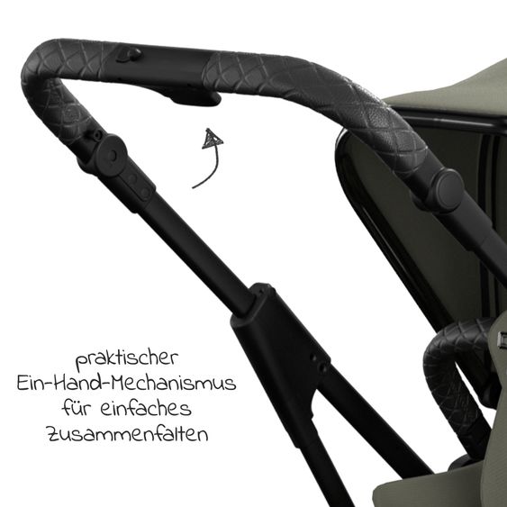 Moon 2in1 Kombi-Kinderwagen Rocca Edition + mit Lufträder, Babywanne, Sportsitz, Teleskopschieber & Matratze - bis 22 kg - Moss Grenn Black Chrome