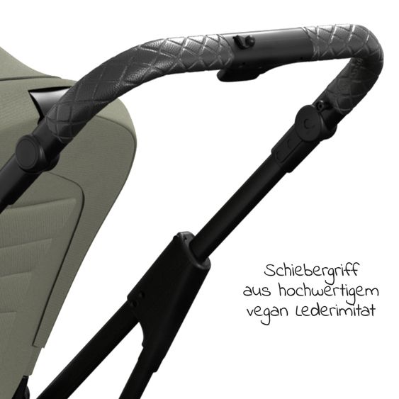 Moon 2in1 Kombi-Kinderwagen Rocca Edition + mit Lufträder, Babywanne, Sportsitz, Teleskopschieber & Matratze - bis 22 kg - Moss Grenn Black Chrome