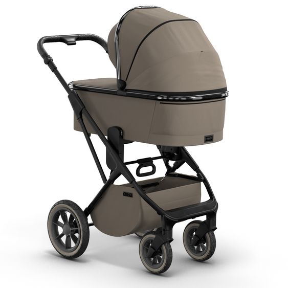 Moon 2in1 Kombi-Kinderwagen Rocca Edition + mit Lufträder, Babywanne, Sportsitz, Teleskopschieber & Matratze - bis 22 kg - Mud Black Chrome