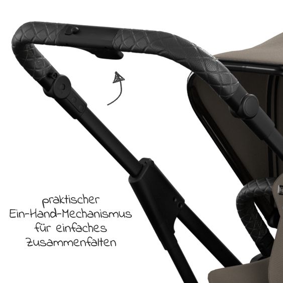 Moon 2in1 Kombi-Kinderwagen Rocca Edition + mit Lufträder, Babywanne, Sportsitz, Teleskopschieber & Matratze - bis 22 kg - Mud Black Chrome
