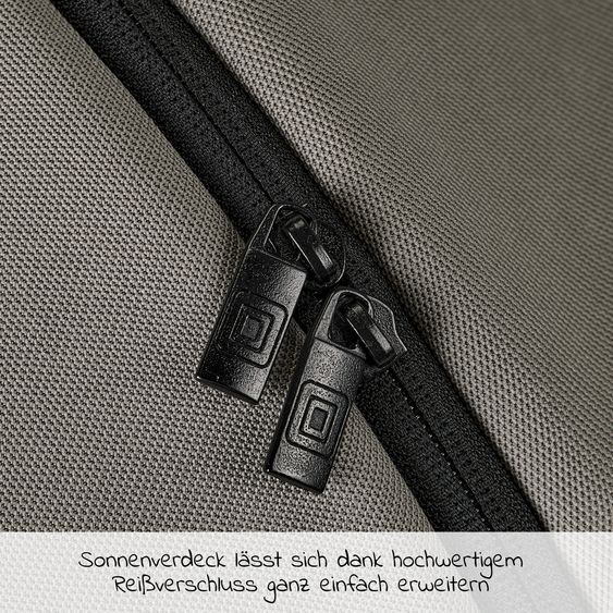 Moon 2in1 Kombi-Kinderwagen Rocca Edition + mit Lufträder, Babywanne, Sportsitz, Teleskopschieber & Matratze - bis 22 kg - Mud Black Chrome