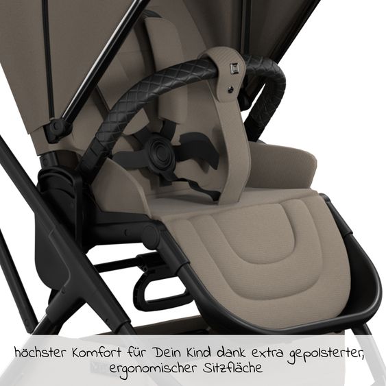 Moon 2in1 Kombi-Kinderwagen Rocca Edition + mit Lufträder, Babywanne, Sportsitz, Teleskopschieber & Matratze - bis 22 kg - Mud Black Chrome