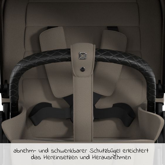 Moon 2in1 Kombi-Kinderwagen Rocca Edition + mit Lufträder, Babywanne, Sportsitz, Teleskopschieber & Matratze - bis 22 kg - Mud Black Chrome