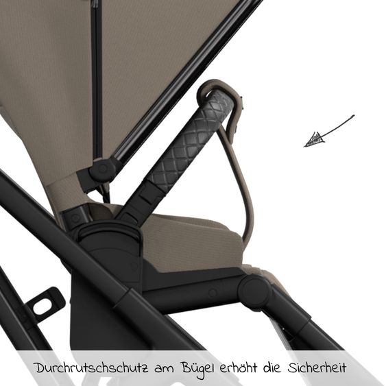 Moon 2in1 Kombi-Kinderwagen Rocca Edition + mit Lufträder, Babywanne, Sportsitz, Teleskopschieber & Matratze - bis 22 kg - Mud Black Chrome