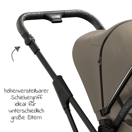 Moon 2in1 Kombi-Kinderwagen Rocca Edition + mit Lufträder, Babywanne, Sportsitz, Teleskopschieber & Matratze - bis 22 kg - Mud Black Chrome