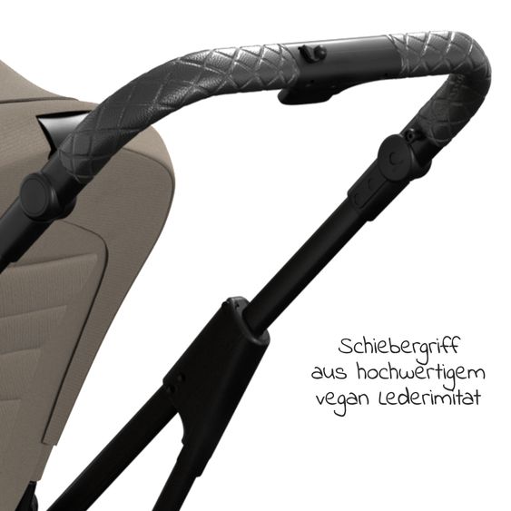 Moon 2in1 Kombi-Kinderwagen Rocca Edition + mit Lufträder, Babywanne, Sportsitz, Teleskopschieber & Matratze - bis 22 kg - Mud Black Chrome