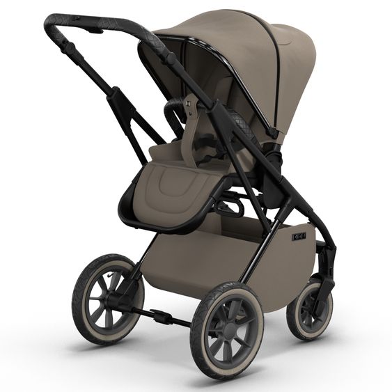 Moon 2in1 Kombi-Kinderwagen Rocca Edition + mit Lufträder, Babywanne, Sportsitz, Teleskopschieber & Matratze - bis 22 kg - Mud Black Chrome