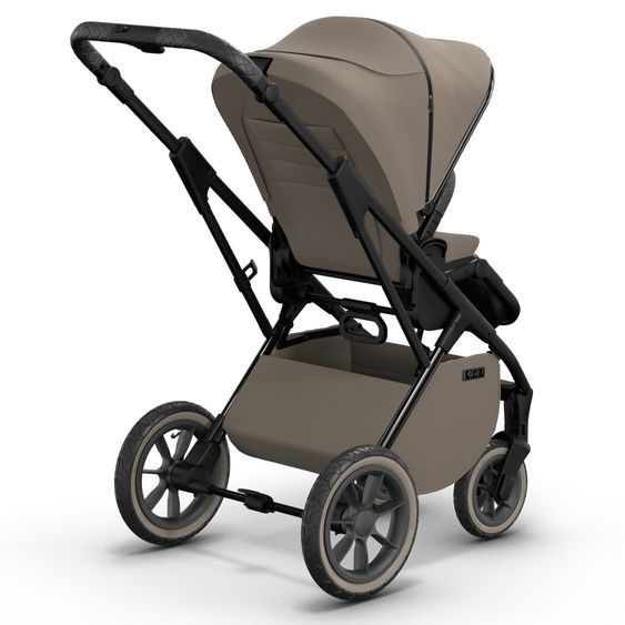 Moon 2in1 Kombi-Kinderwagen Rocca Edition + mit Lufträder, Babywanne, Sportsitz, Teleskopschieber & Matratze - bis 22 kg - Mud Black Chrome