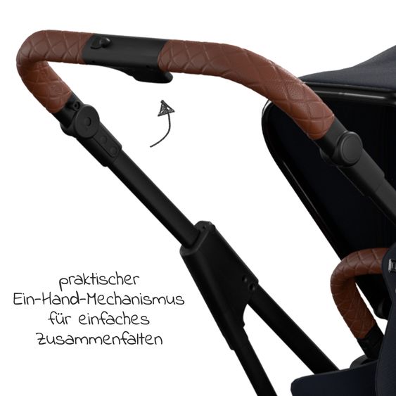 Moon 2in1 Kombi-Kinderwagen Rocca Edition + mit Lufträder, Babywanne, Sportsitz, Teleskopschieber & Matratze - bis 22 kg - Navy Silver Chrome