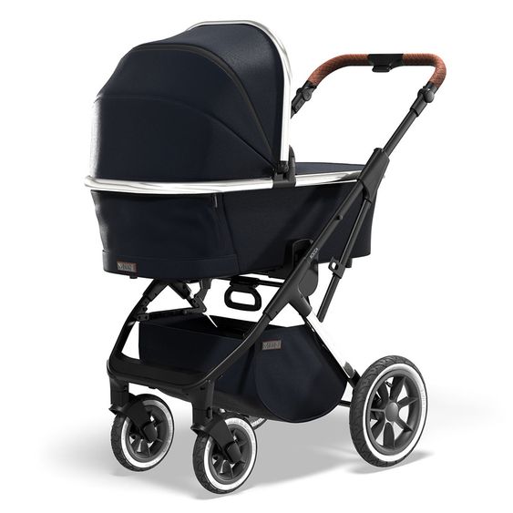 Moon 2in1 Kombi-Kinderwagen Rocca Edition mit Sportsitz, Babywanne &  Matratze, Lufträder - bis 22 kg - Navy Silver Polish