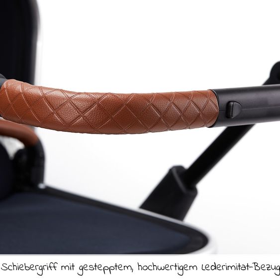 Moon 2in1 Kombi-Kinderwagen Rocca Edition mit Sportsitz, Babywanne &  Matratze, Lufträder - bis 22 kg - Navy Silver Polish