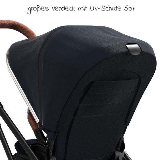 Moon 2in1 Kombi-Kinderwagen Rocca Edition mit Sportsitz, Babywanne &  Matratze, Lufträder - bis 22 kg - Navy Silver Polish