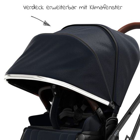 Moon 2in1 Kombi-Kinderwagen Rocca Edition mit Sportsitz, Babywanne &  Matratze, Lufträder - bis 22 kg - Navy Silver Polish