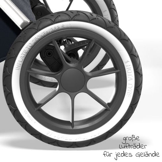 Moon 2in1 Kombi-Kinderwagen Rocca Edition mit Sportsitz, Babywanne &  Matratze, Lufträder - bis 22 kg - Navy Silver Polish