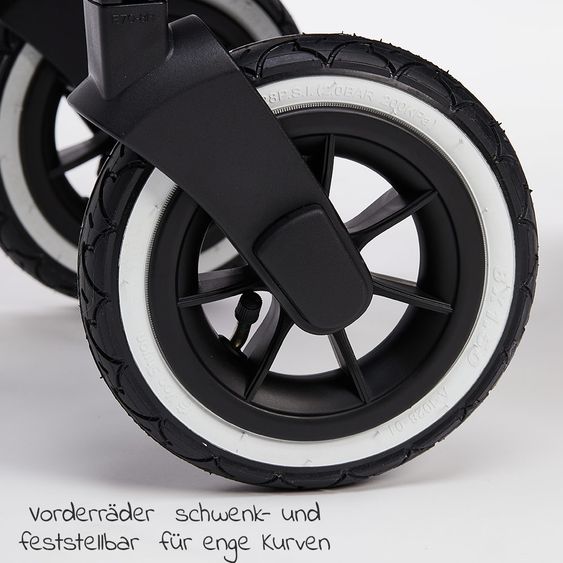 Moon 2in1 Kombi-Kinderwagen Rocca Edition mit Sportsitz, Babywanne &  Matratze, Lufträder - bis 22 kg - Navy Silver Polish