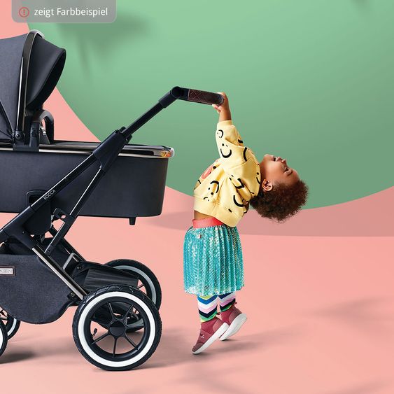 Moon 2in1 Kombi-Kinderwagen Rocca Edition mit Sportsitz, Babywanne &  Matratze, Lufträder - bis 22 kg - Navy Silver Polish