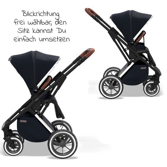 Moon 2in1 Kombi-Kinderwagen Rocca Edition mit Sportsitz, Babywanne &  Matratze, Lufträder - bis 22 kg - Navy Silver Polish