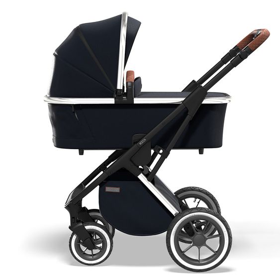 Moon 2in1 Kombi-Kinderwagen Rocca Edition mit Sportsitz, Babywanne &  Matratze, Lufträder - bis 22 kg - Navy Silver Polish