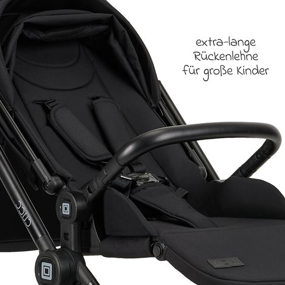 Moon 2in1 Kombi-Kinderwagen-Set Clicc bis 22 kg belastbar - umsetzbare Sitzeinheit, Babywanne, Teleskopschieber, Wickeltasche, Fußsack & Zubehör - Black Melange