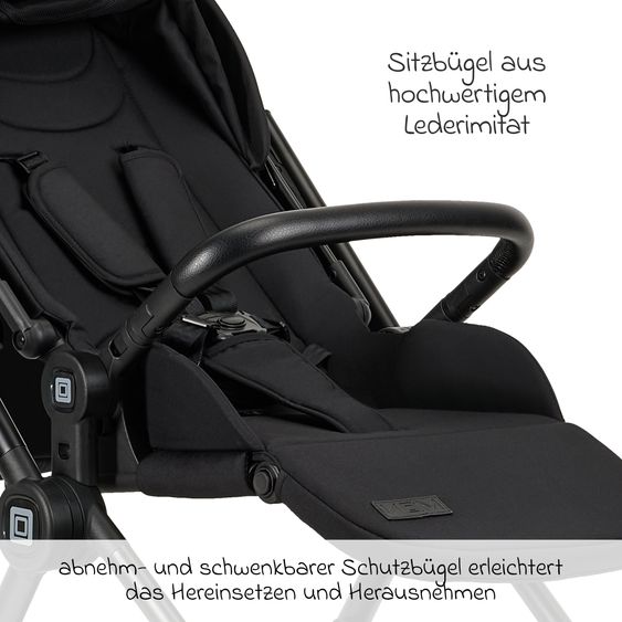 Moon 2in1 Kombi-Kinderwagen-Set Clicc bis 22 kg belastbar - umsetzbare Sitzeinheit, Babywanne, Teleskopschieber, Wickeltasche, Fußsack & Zubehör - Black Melange