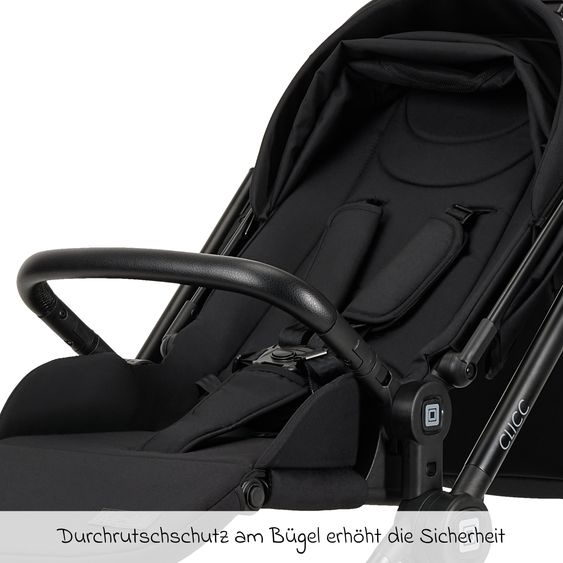 Moon 2in1 Kombi-Kinderwagen-Set Clicc bis 22 kg belastbar - umsetzbare Sitzeinheit, Babywanne, Teleskopschieber, Wickeltasche, Fußsack & Zubehör - Black Melange